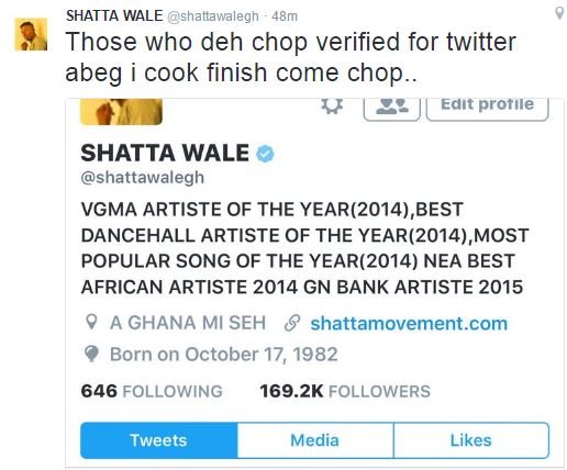Shatta Wale Twitter